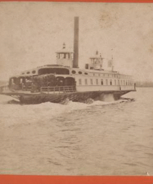 View on the Hudson River [steamboat on river]. 1859?-1875? [ca. 1860]