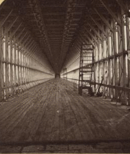 Interior of Suspension Bridge across Niagara River. 1860?-1870?