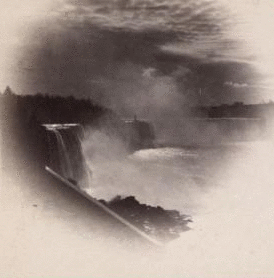 Falls from new suspension bridge, moonlight. 1869?-1880?