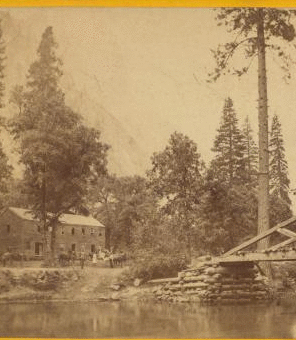 Huching's Hotel and Sentinel Rock, Yo Semite Valley. ca. 1870