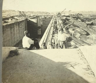 Looking out to Sea from Gatim Lock, Gatun, Canal Zone, Panama. 1913