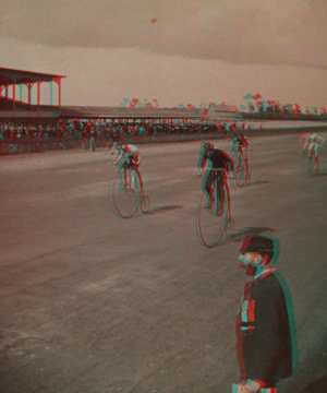 L. A. W., bicycle race, ordinary, the finish. 1865?-1880? 1890