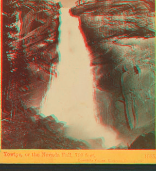 Yowiye, or the Nevada Fall and Pool, 700 feet, Yosmite Valley, Mariposa Co. 1861-1873 1861-1878?