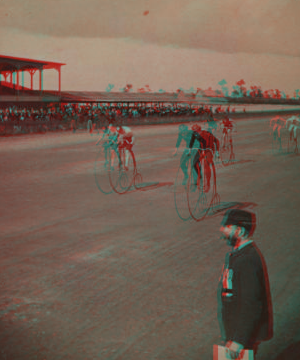 L. A. W., bicycle race, ordinary, the finish. 1865?-1880? 1890