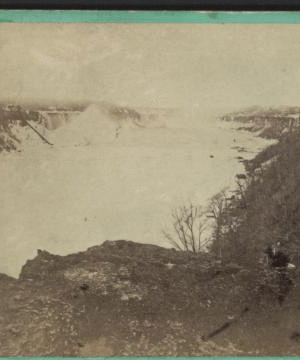 General view of the Falls and Ice Bridge from Victoria Pointe, Canada side. 1860-1875?