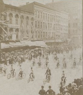 Bicycle Parade (Safety.), Rochester, N.Y [ca. 1895] [1860?-1900?]