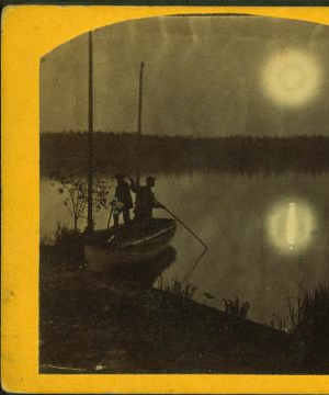 [View of two people on a boat in the moonlight.] 1859?-1890?