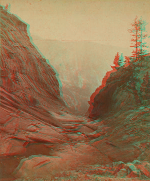 Yosemite Creek at Summit of Falls (low water). 1868-1873