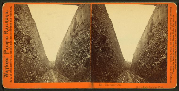 Bloomer Cut, 63 feet high, looking west. 1866?-1872?