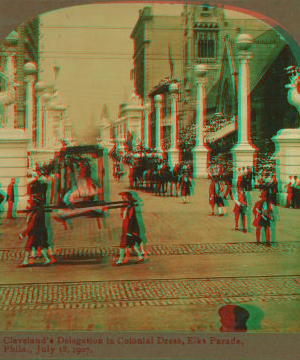 Cleveland's delegation in colonial dress, Elks parade, Philadelphia, July 18, 1907. 1865?-1907 1907