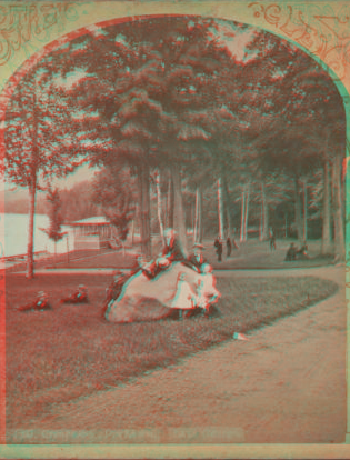 Crosbyside, the lawn, Lake George. [1870?-1885?]