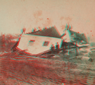 Wallingford tornado. [View of a collapsed house.] 1878