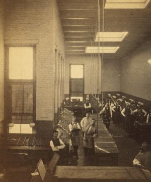 Boston Herald composing room. 1859?-1885?