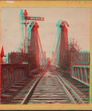 Suspension Bridge [Niagara Falls, railroad tracks]. [1859?-1885?] 1864-1866