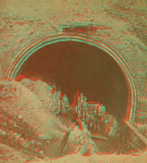 [Workers at mouth of tunnel.] 1865?-1885