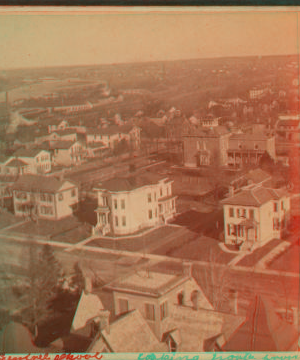 [General view of W. Aurora showing homes, the river, train yards.] 1865?-1900?