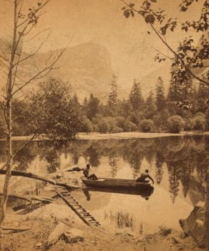 Artistic studies on Mirror Lake. Mt. Watkins in the distance. 1860?-1874?