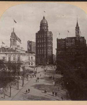 The "World" building and City Hall, New York City, U.S.A. c1896 [1860?-1910?]