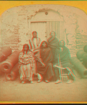 [Group of the 3 most celebrated Indian Chiefs and 2 women prisoners.] 1868?-1890? [1875-1878]