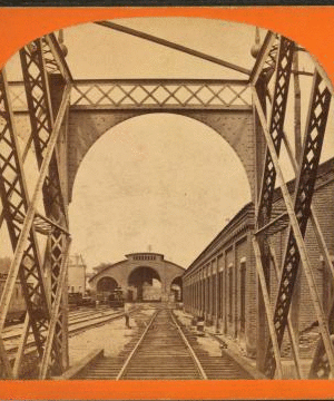 Depot from interior of bridge. 1865?-1885?