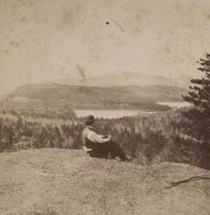 The Mountain House and Valley of the Lakes, from North Mt. High Peak and Round Top in the distance. [1863?-1880?]