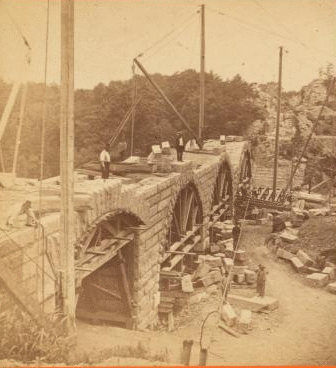 Sudbury River Conduit, B.W.W. div. 4, sec 15, Aug. 17 1876, view of Charles River bridges taken from Newton side and looking west. 1876?-1878?