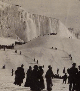 The Great Mountain of frozen spray, below the ice-bound American Falls. 1895-1903