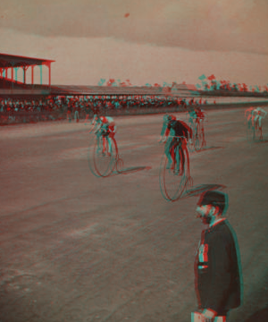 L. A. W., bicycle race, ordinary, the finish. 1865?-1880? 1890