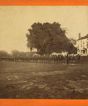 Two views. Dress parade of the First South Carolina Regiment (Colored), near Beaufort, S.C. 1880?-1891? 1861-1865 one view copyright 1904