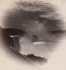 Falls from new suspension bridge, moonlight. 1869?-1880?