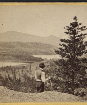 The Mountain House and Valley of the Lakes, from North Mt. High Peak and Round Top in the distance. [1863?-1880?]