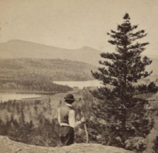 The Mountain House and Valley of the Lakes, from North Mt. High Peak and Round Top in the distance. [1863?-1880?]