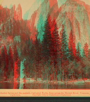 Cathedral Spires and the majestic Cathedral Rocks, from across the Merced River, Yosemite, California. 1893-1904