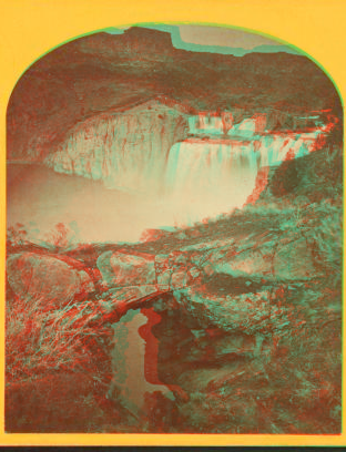 Shoshone Falls, Snake River, Idaho. Gorge and natural bridge, in the fore-ground. 1874