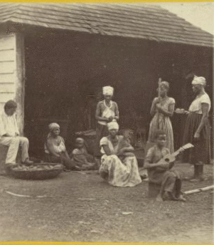 Plantation View. Kitchen of a Barracoon, with slaves variously occupied. [ca. 1870]