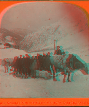 Citizens of Ohio en route to the Klondike, Dyea Trail, Alaska. c1898 1898-1900