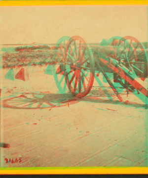 View from east angle parapet of Ft Sumter Charleston Harbor S. C. facing Morris Island. 1861-1865