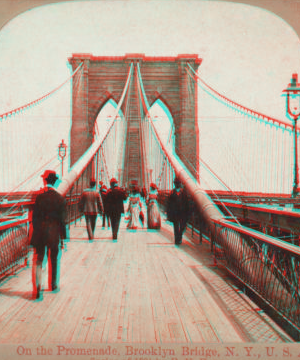 On the Promenade, Brooklyn Bridge, N.Y., U.S.A. [1867?-1910?]