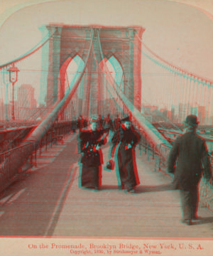 On the Promenade, Brooklyn Bridge, New York, U.S.A. c1895 [1867?-1910?]