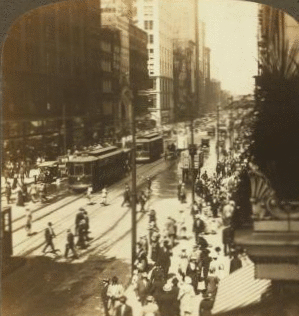 One of the busiest streets in the world - State Street, Chicago, Ill. (18 miles long). North from Madison Street. 1865?-1915?