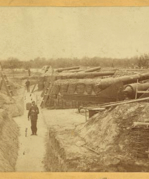 The siege of Yorktown, Va. [View of Battery No. 1, manned by First Connecticut Heavy Artillery Company B.] 1880?-1891? 1861-1865 one view copyright 1904