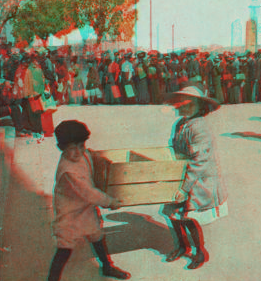 St. Mary's Cathedral bread line, where the little tots were not forgotten, San Francisco. 1906