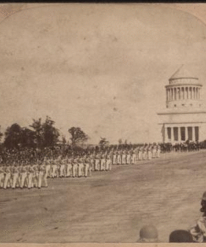 Young soldiers at the Tomb of the great General -- West Point Cadets passing Grant's Tomb, Dewey Celebration, New York. 1859-1899 1899