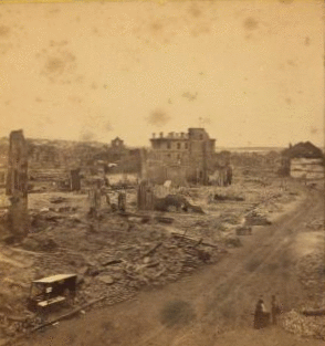 Looking down Middle St., from Rich's Printing Office, showing  portion of Temple and Exchange Sts., and U.S. Custom House. 1866