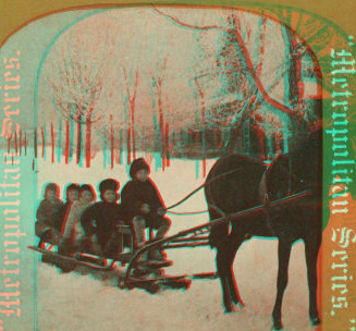 Old Dobbin and the Bobsled. (View of children on a sleigh ride.) 1865?-1885?