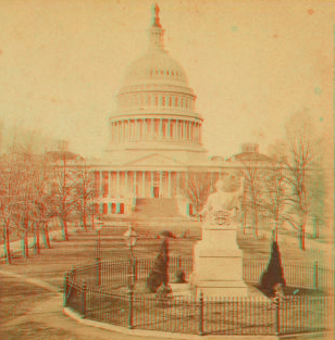 The U.S. Capitol, & the marble statue of Geo. Washington. 1865?-1875? 1865-1875