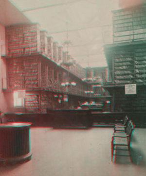 [View of library with stacks and skylight.] [1865?-1896?] [ca. 1890]