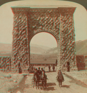 From Yellowstone Park N. through its gateway over Gardiner to Gallatin Range (left) and Buffalo Plateau. 1901, 1903, 1904