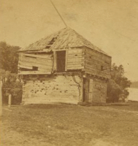 The last remaining one of the old blockhouses connected with Fort Halifax at Teconnet, now Winslow, Me., on a point of land between the rivers Kennebec and Sebasticook, built Sept. 3, 1754. 1869?-1880?