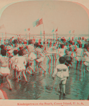 Kindergarten on the beach, Coney Island, U.S.A. c1891 [1865?]-1919